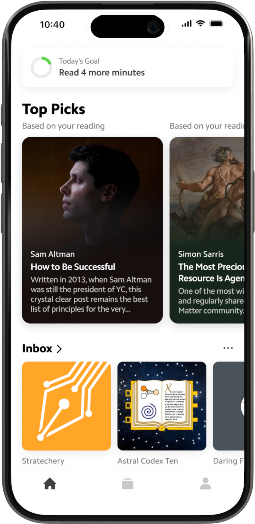 Light version screenshot of the Matter app